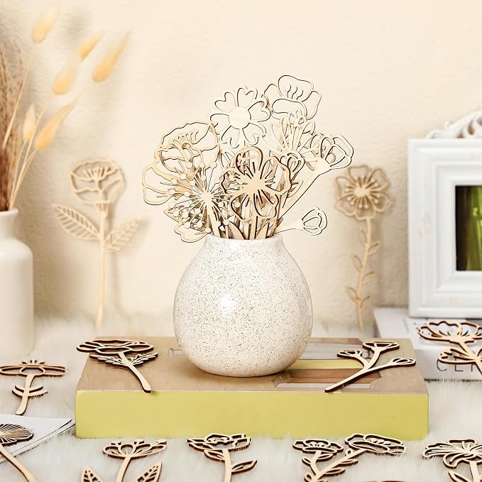 RattanView 36 Pcs Wooden Wildflower Decor Set Wood Flowers Cutout Signs