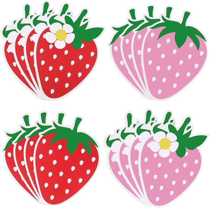 MixTeach 48 Pieces Strawberry Cutouts Summer Berry Paper Cutouts Strawberry