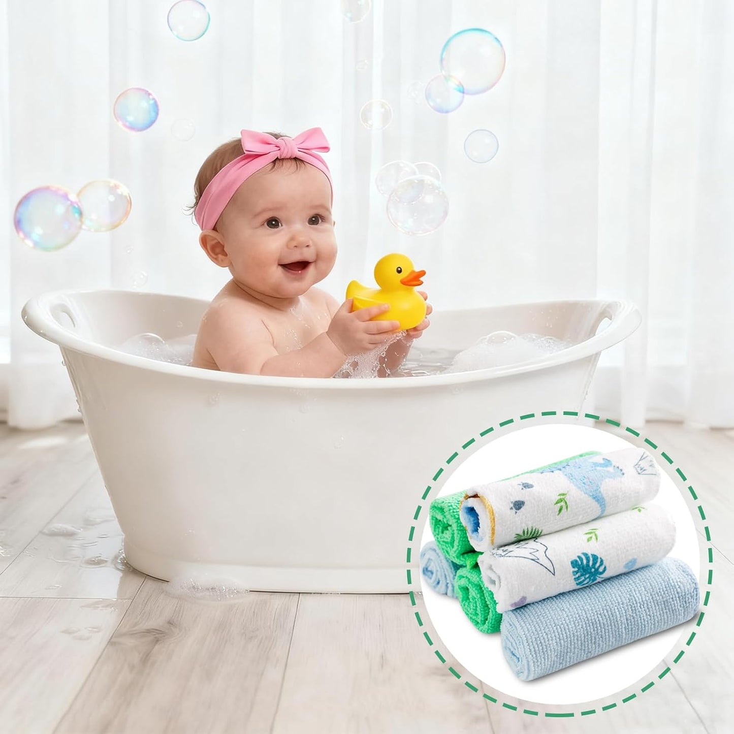 Baby Washcloths, 24Pack Baby Washcloth Extra Soft & Ultra Absorbent, for Unisex Boys Girls Body, Washclothes Gentle on Sensitive Skin, 9x9 Dinosaurs Trees