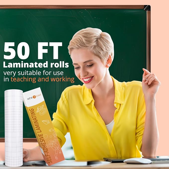 HTVRONT Clear Self-Adhesive Laminating Vinyl Roll 12x50 FT | Back to School