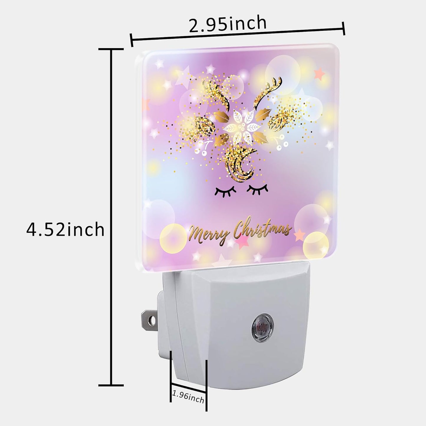 Cute Merry Christmas Deer Night Light for Kids, LED Night Light Plug into Wall with Dusk to Dawn Sensor for Girls Boys Women Men Room Decor, Hallway, Kitchen, Bathroom, Nursery, Stairs