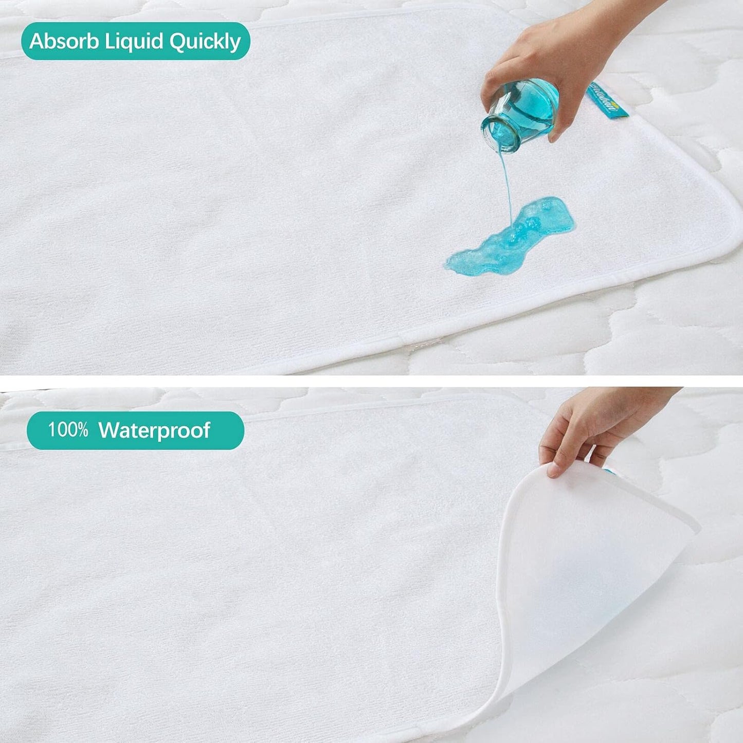 Changing Pad Liner 5 Count, Waterproof Larger Changing Pad Cover 28" X 15", Cotton Terry, Absorbent & Skin-Friendly Changing Pad Liners (Solid Improved Thickness)
