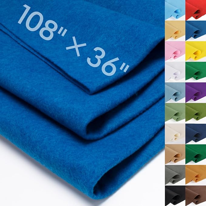 Royal Blue Felt Fabric Sheet 108" X 36", 1.4mm Thick Large Soft Durable