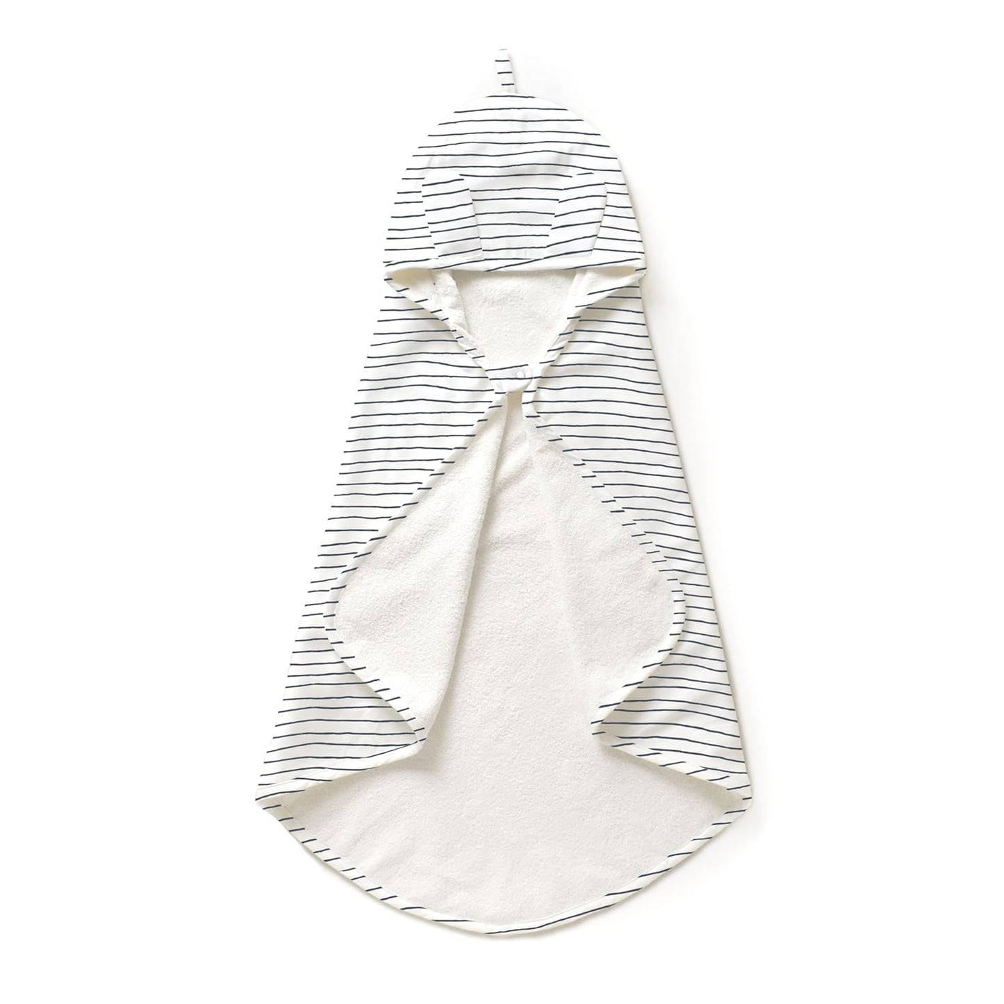 MakeMake Organics Organic Cotton Hooded Towel Baby Toddler GOTS Certified Organic Cotton Beach Poncho Towel Large Absorbent Non Toxic Neutral (Navy Stripes, Diagonally 35"x35")