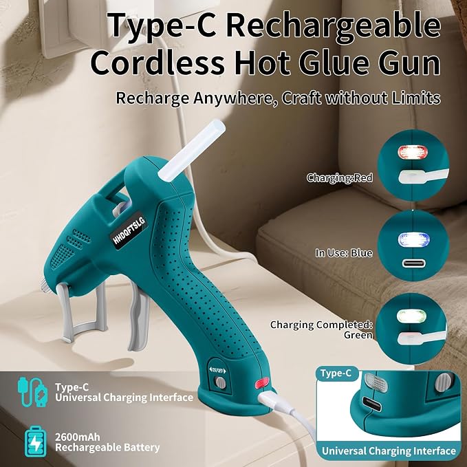 Cordless Hot Glue Gun, Fast Preheating
