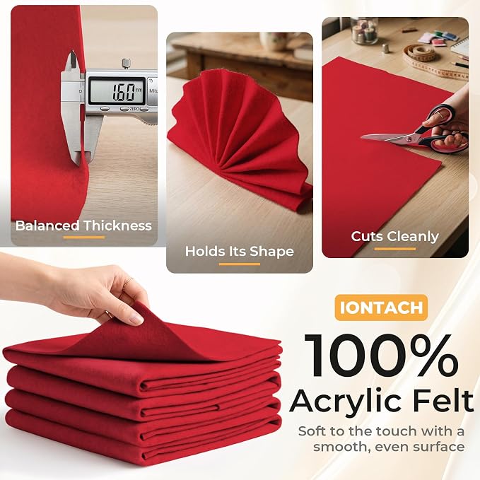 IONTACH 9" X 36" Soft Felt Sheets 1.6mm Thick | Acrylic Felt Fabric