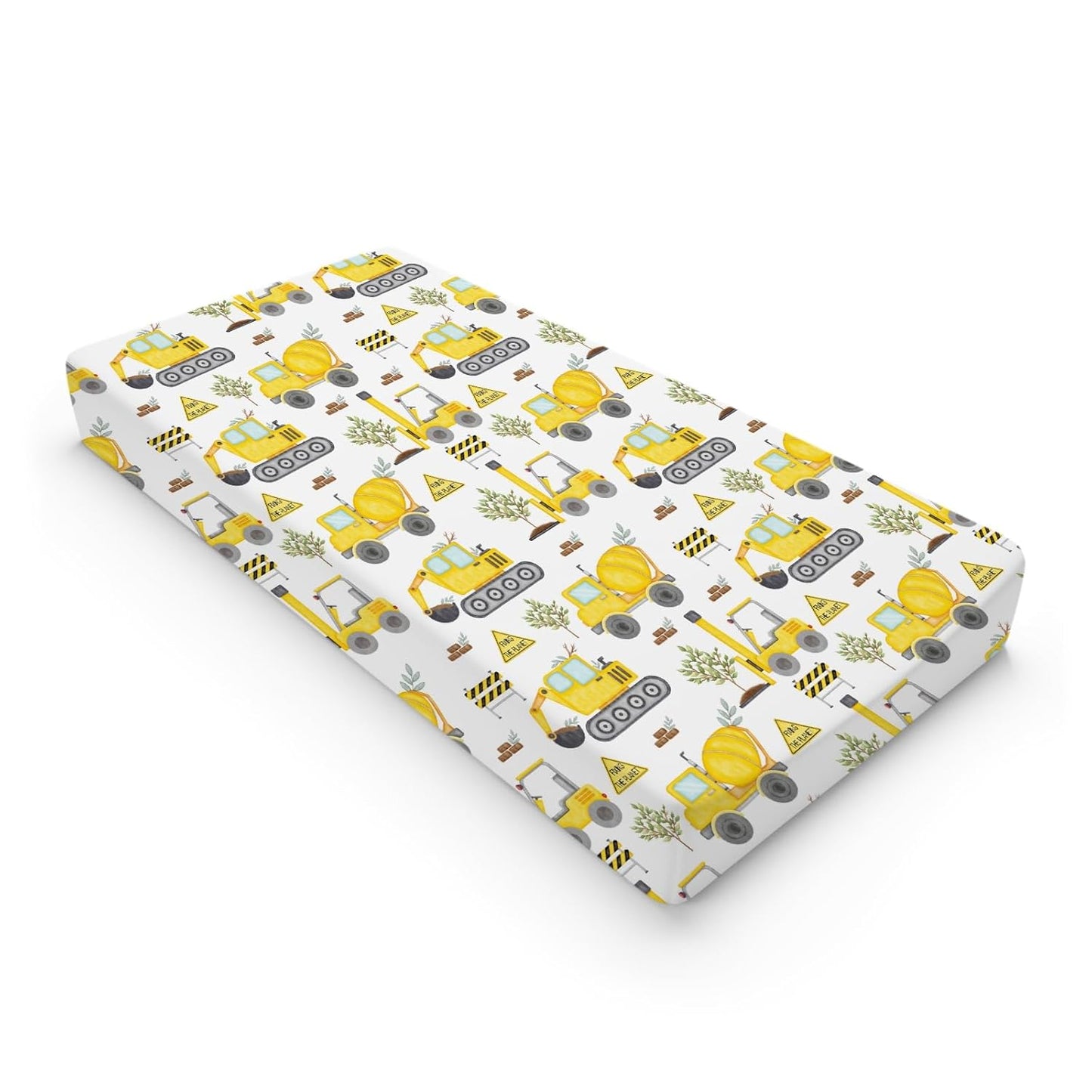 Construction Truck Excavator Tractor Trees Changing Pad Cover Cute Construction Trucks Plants Fitted Baby Change Table Sheets for Boys Girls Soft Stretch Fitted Changing Table Mats Cover 32''x16''