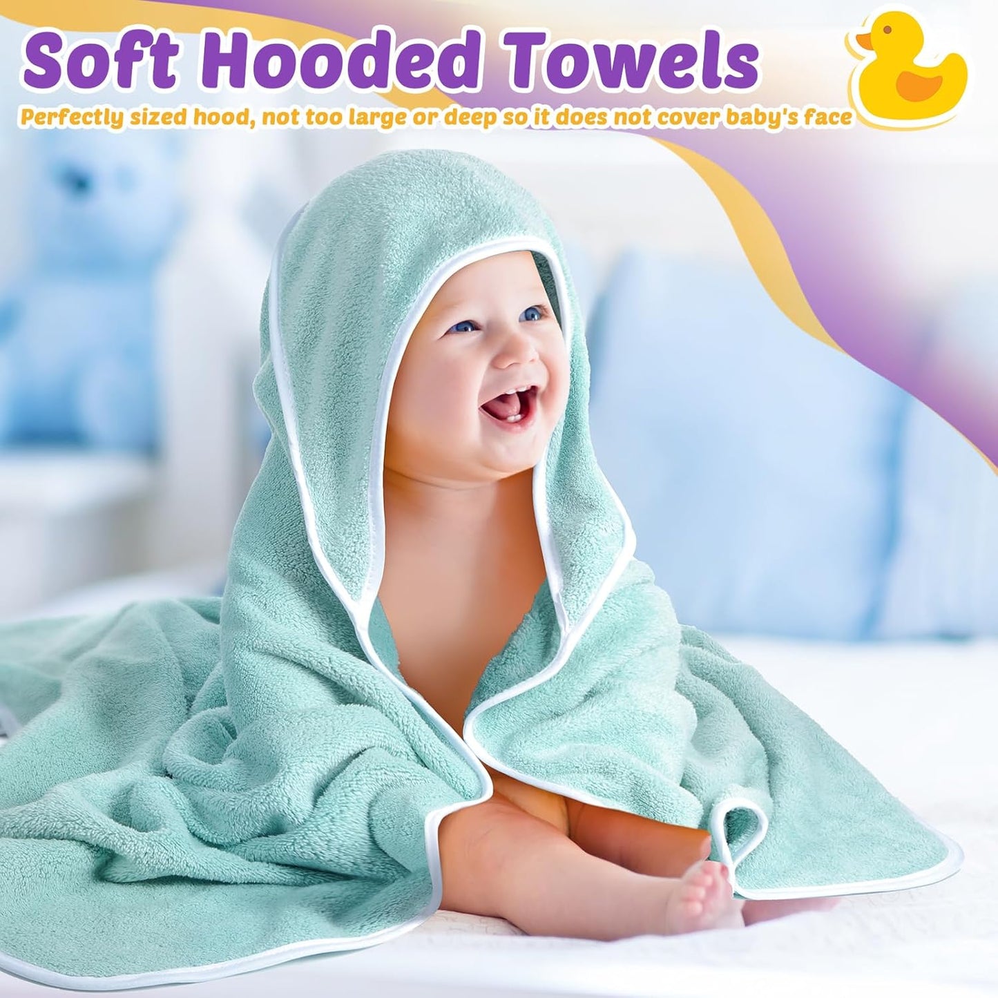 Chumia 6 Pack Baby Bath Towel Coral Fleece Soft Absorbent Newborn Hooded Towel for Kid 30 x 30 Inch Toddler Bath Blanket for Babies Infant Shower Gift(Rich Color)