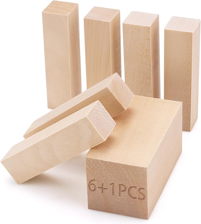 7 Pcs Basswood Carving Blocks, Soft Whittling Wood
