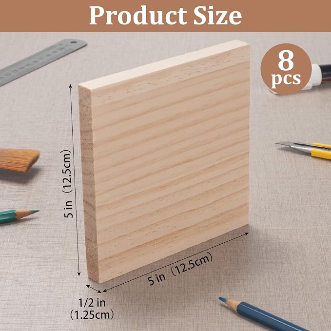 5″ X 5″ Wood Squares Wooden Blocks