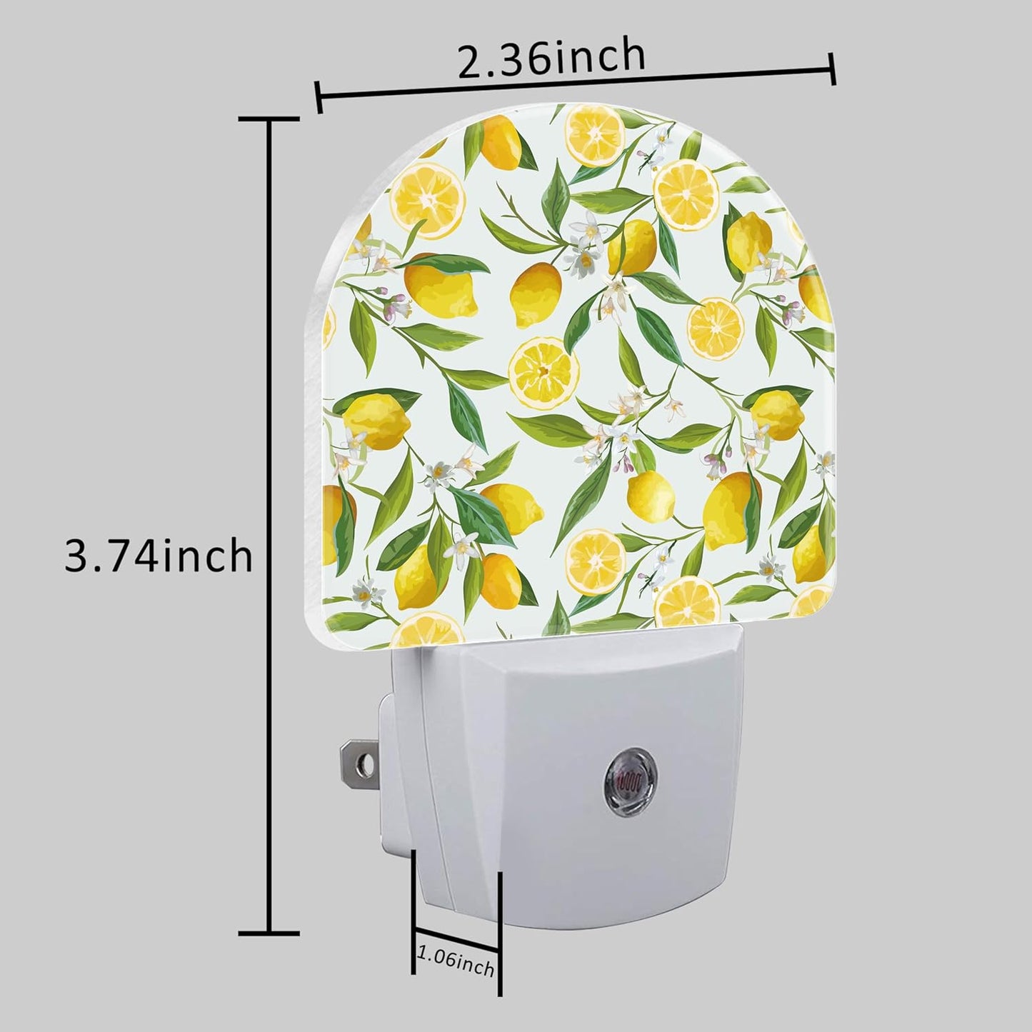 Watercolor Lemon Floral Night Light Plug into Wall with Dusk to Dawn Sensor Cute Nightlight for Kid Girls Boys Women Men Room Decor, Hallway, Kitchen, Bathroom, Nursery, Stairs