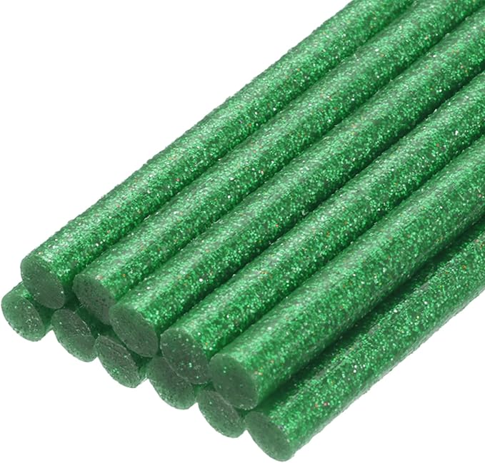 uxcell Mini Hot Glue Sticks for Glue Gun 7mm x 100mm Glitter Bright Green 12pcs