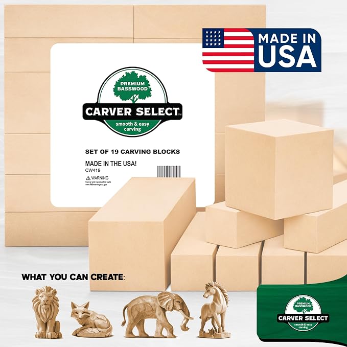 Basswood Carving Blocks Set of 19 – Wood Carving Kit