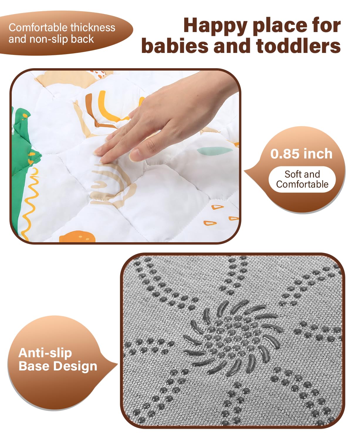 Baby Play Mat 47"x47", Non-Slip Baby Mat for Floor, Soft Thicker Playpen Mat, Portable Playmat, Crawling Mat for Babies, Toddlers & Infants to Play and Learn（Animal）