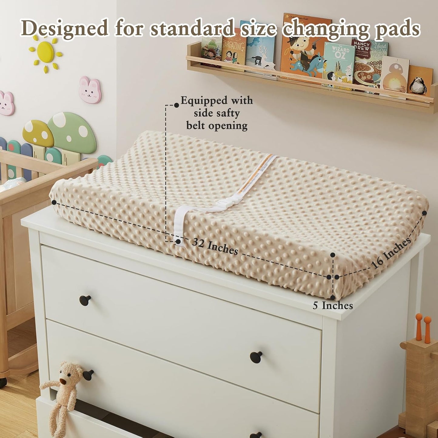 Homiest 2 Pack Changing Pad Cover, White + Beige Changing Table Sheets, Ultra Soft Fleece Minky Dot Fabric, Breathable Comfortable Diaper Pad Cover for Girls and Boys, Machine Washable