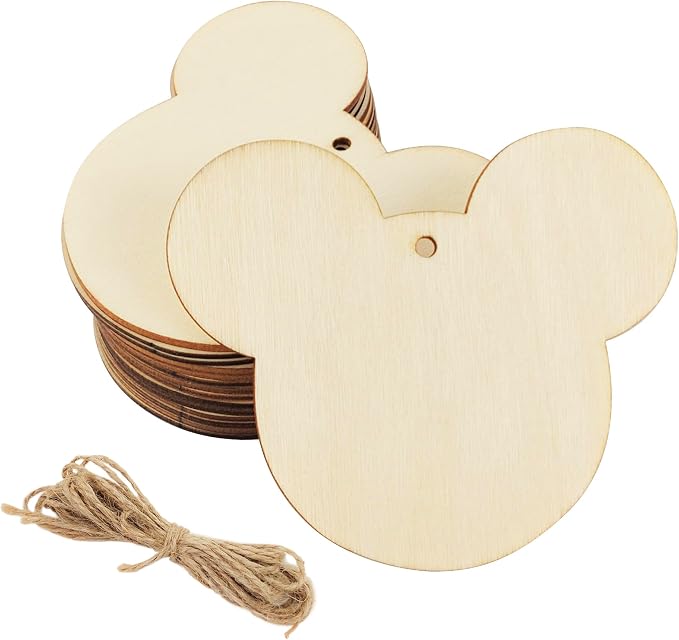 30 Pack 4 Inch Wood Mouse Head Cutouts Unfinished Wood Mouse Head Crafts Wooden