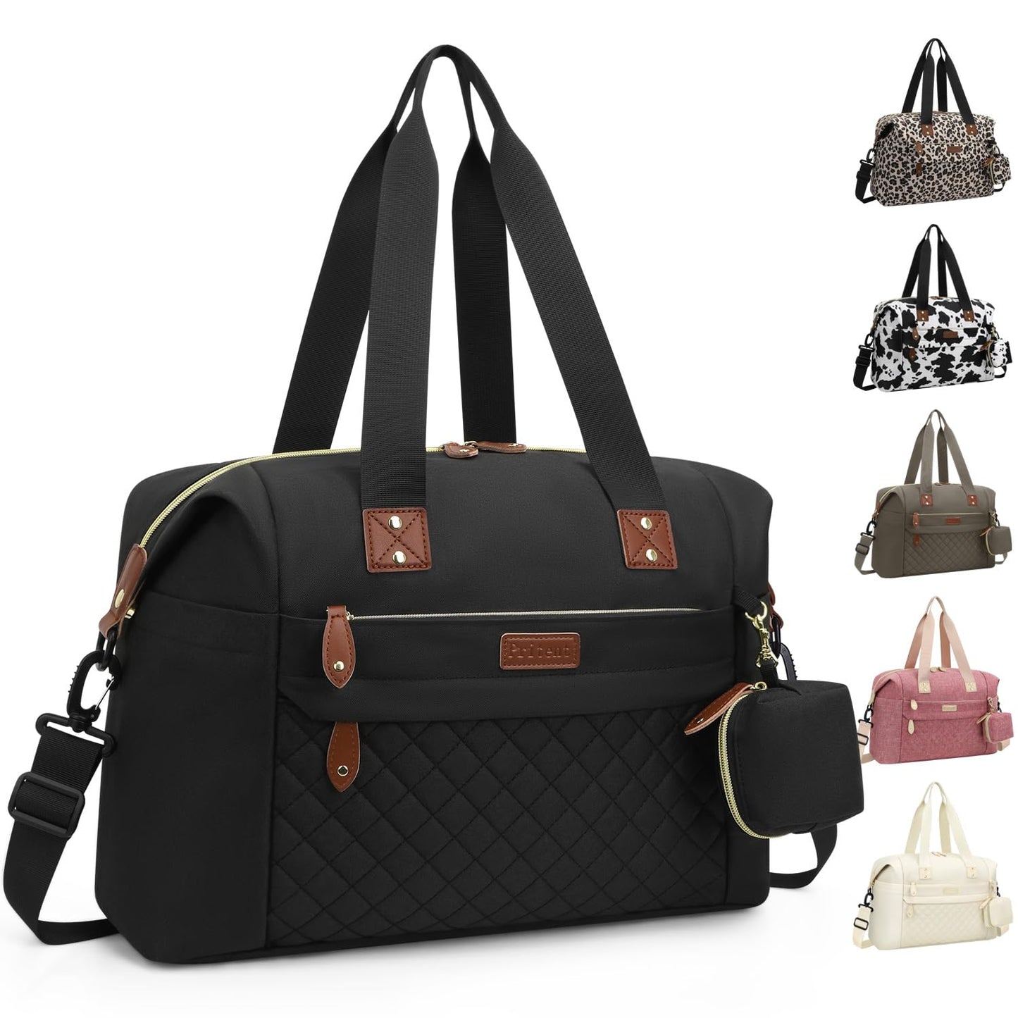 Diaper Bag Tote, Diaper Baby Bags with Pacifier Case, Shoulder Straps, Stroller Clips, Waterproof Large Mommy Maternity Travel Baby Tote for Mom and Dad, black