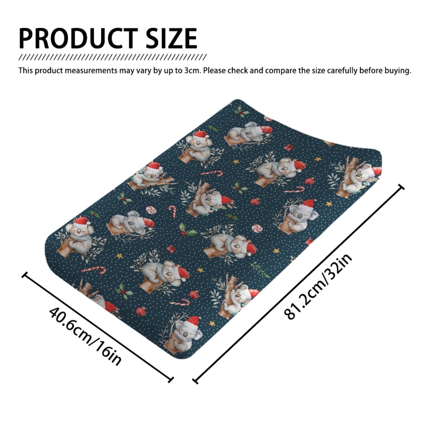 Christmas Koala Baby Changing Pad Covers Australian Animal Diaper Changing Table Sheets for Boy Girl Cute Koala Bears Santa Hat Branch Gift Soft Stretchy Fitted Baby Change Table Mats 32''x16''