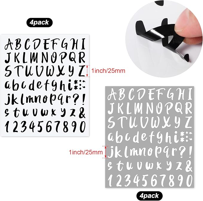 Outus 576 Pcs 8 Sheets Letters Stickers Vinyl Alphabet Number Decals Back to