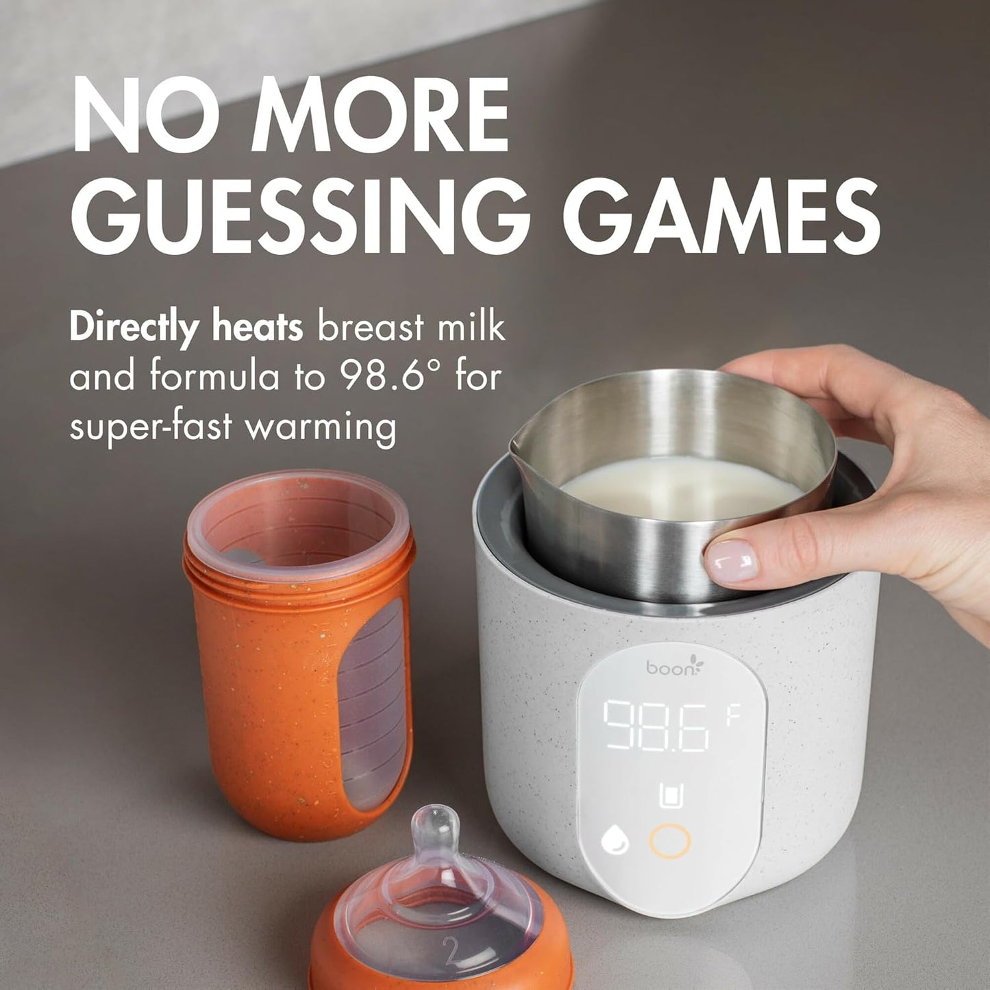 Boon Tempro Direct Heat Breastmilk Warmer - Retains Nutrients in Baby Formula and Breastmilk - Quick Liquid Warmer with Real Time Temp Reading - Breastfeeding Essentials