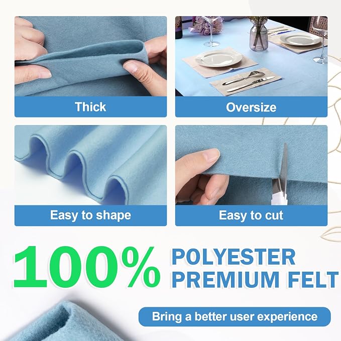 XSEINO Dusty Blue Large Felt Fabric 36" X 36 ", 1.4 mm Thick Soft Felt Fabric
