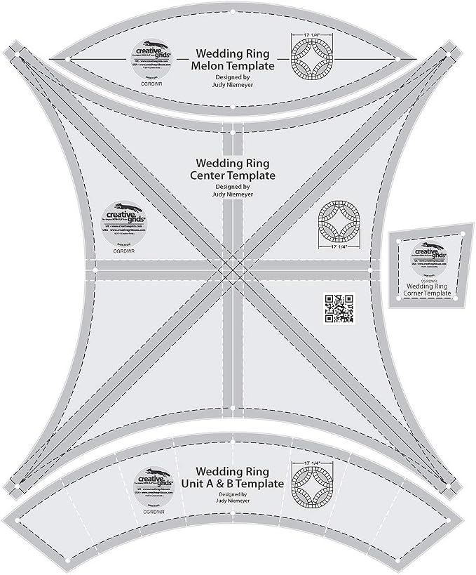 Creative Grids Double Wedding Ring templates Quilt Ruler – CGRDWR – Made in USA