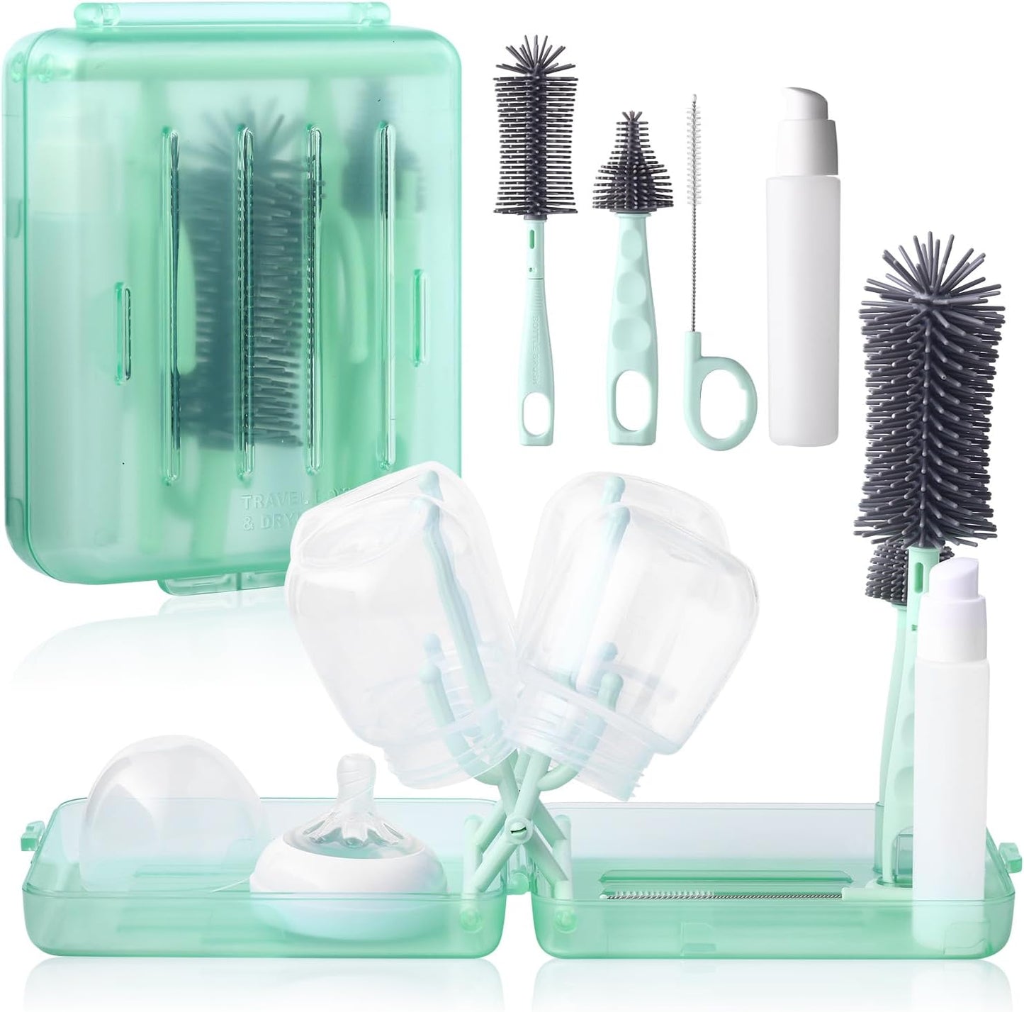 Bottle Cleaner Brush Set Travel Bottle Cleaner Kit Portable Bottle Cleaning Kit Cleaner Brush Set Toddler Cleaning Set Baby Travel Essentials for Flying Toddler Airplane Travel Essentials