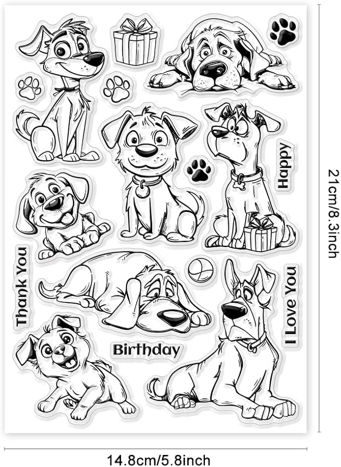 GLOBLELAND Cartoon Dog Clear Stamps