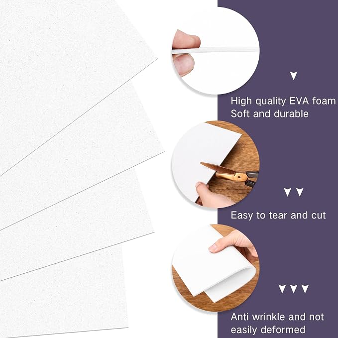 Innconee 20 Pcs 4mm Embroidery Foam EVA Craft Foam Sheets