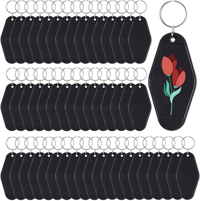 Yoption 50pcs Blank Motel Keychain Bulk