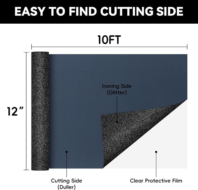 Aoder Black Glitter HTV Heat Transfer Vinyl