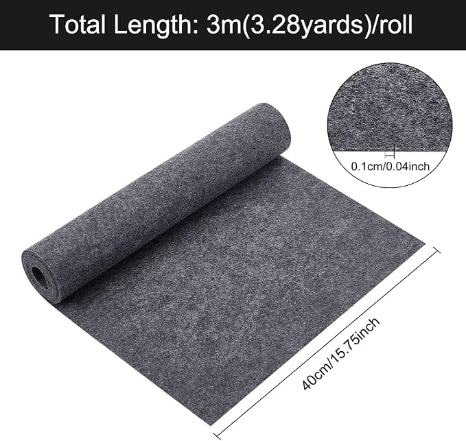 BENECREAT Felt Fabric Rolls, Dark Gray, 10 Feet x 15.75 Inch, 0.1cm Thick |