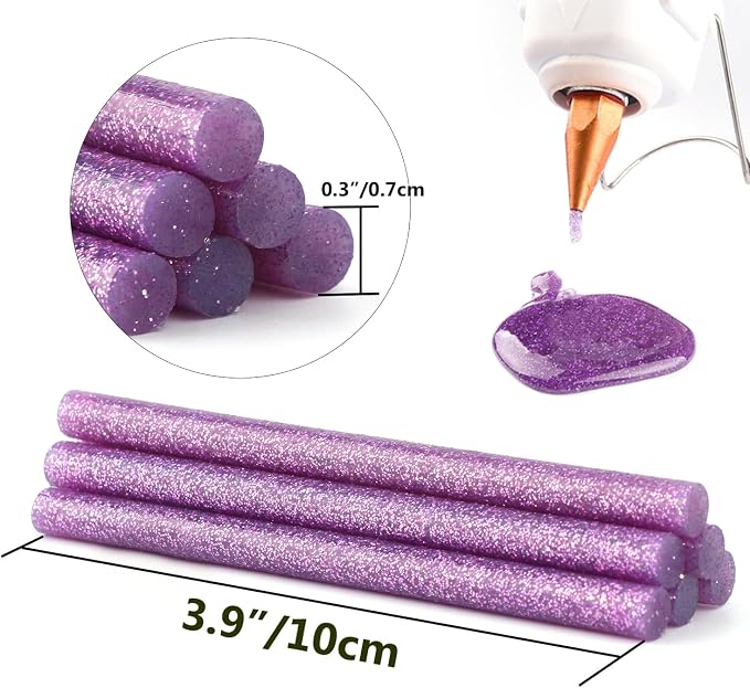 Colored Hot Glue Sticks Mini, 3.93 x 0.27 in Glitter Glue Stick, EVA Adhesive