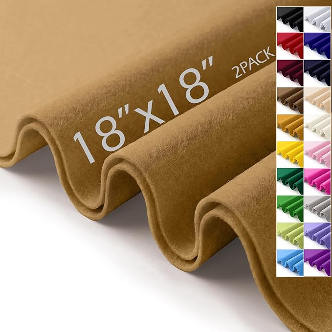 Felt Fabric Sheets 18" x 18" 1.6mm Soft Craft Felt Squares, Coffee | Soft