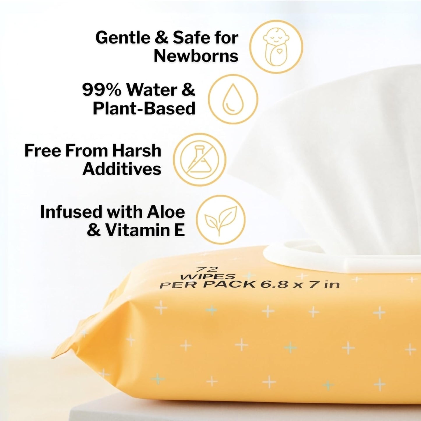 McKesson Baby Wipes, Baby Powder Scent (12 Packs, 864 Wipes) - Aloe & Vitamin E, 99% Water, Flip-Top Lid, Wipes for Sensitive Skin & Diaper Rash, 6.8 in x 7 in, 72 per pack