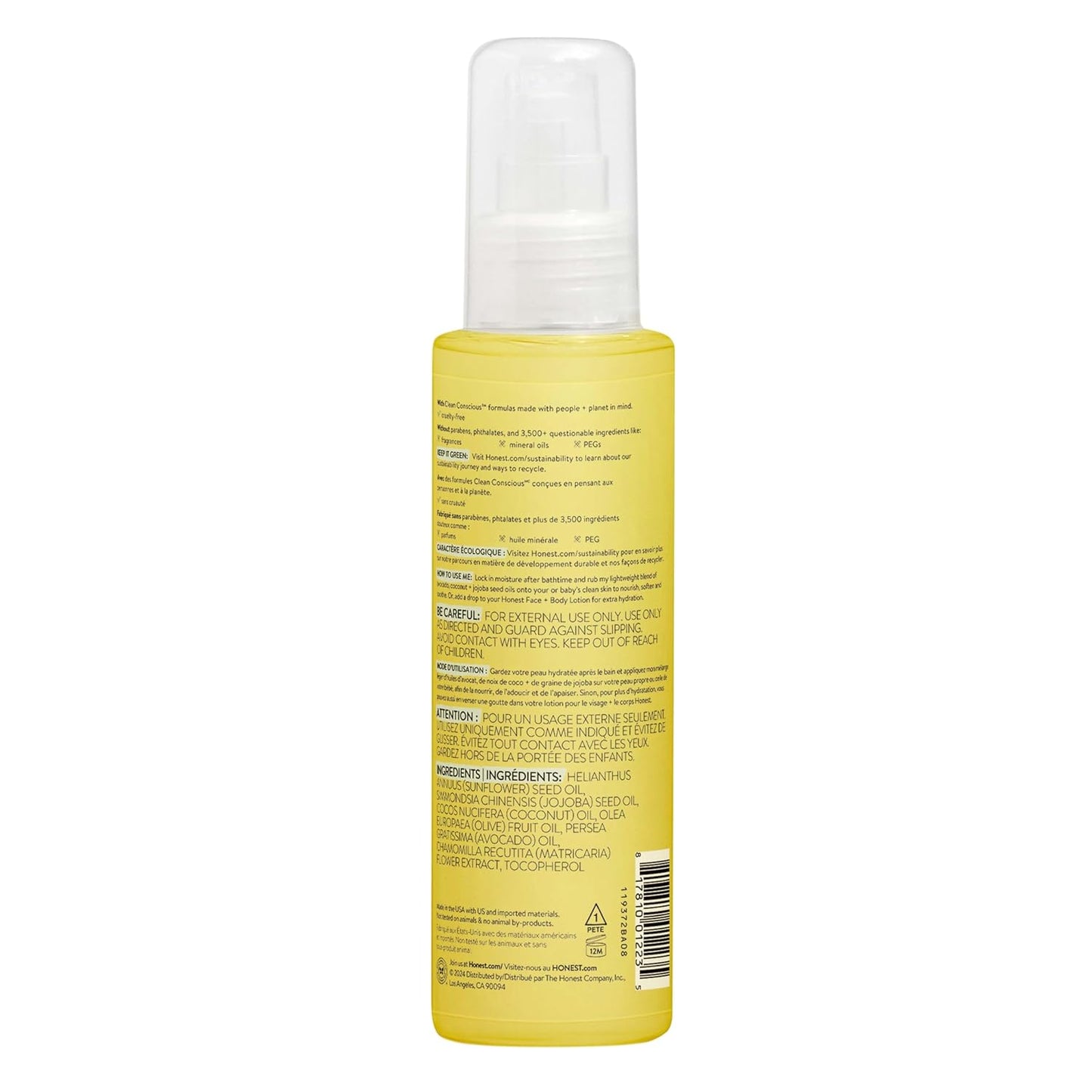 The Honest Company Fragrance Free Moisturizing Body Oil | Nourish + Soothe Baby's Skin | Plant-Based, Hypoallergenic, Vegan | 4.0 fl oz