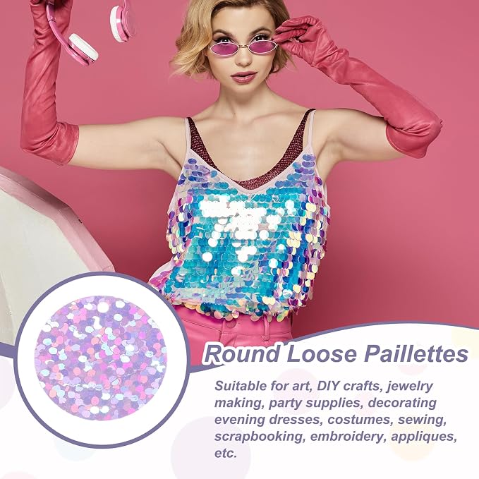 MECCANIXITY 700 Pcs Flat Round Sequins 15mm/0.6 Inch Loose Paillettes Craft