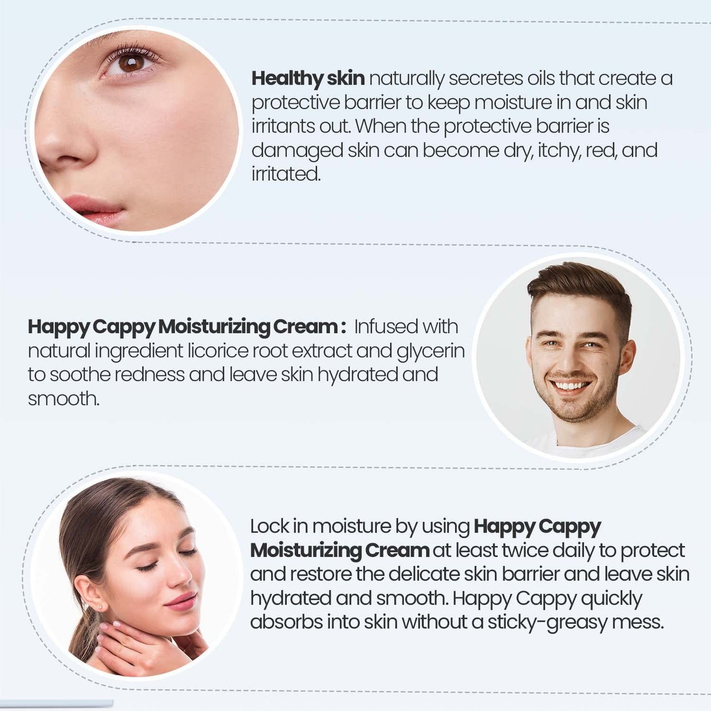 Happy Cappy Moisturizing Cream - Baby Eczema Cream, Eczema Lotion for Kids, Pediatrician-Formulated, Gentle, Paraben Free, Hypoallergenic, Soothes Dry Skin - 6 Fl Oz (Pack of 3)