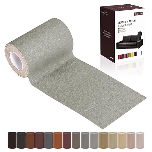 Leather Repair Patch Tape, Light Grey 3 x 61 Inches Self Adhesive Leather