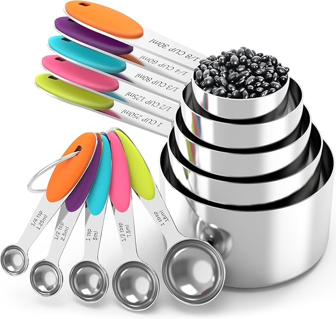 TILUCK Nesting Measuring Cups and Spoons Set, Stainless Steel