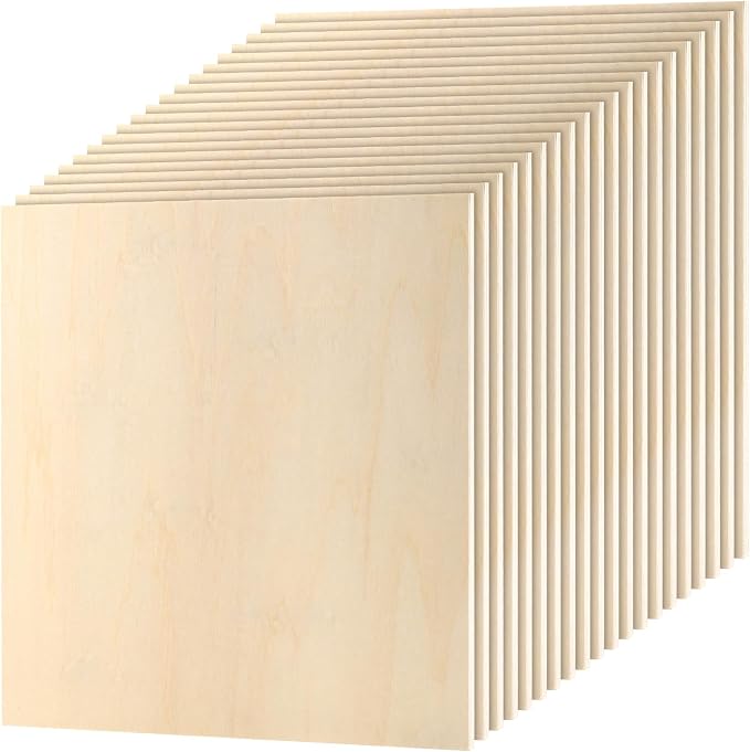 MUKCHAP 20PCS 10 x 10 x 1/4 Inch Square Plywood Boards, 6mm Unfinished Basswood