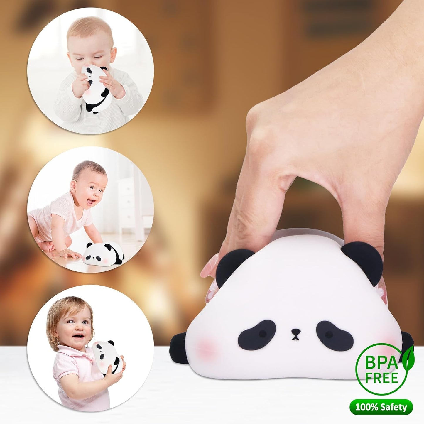 Attivolife Panda Night Light, Cute Animal Squishy Silicone Touch Lamp, Rechargeable Dim Timer LED Nightlight, Feeding Room Bedside Decor, Best Birthday Gifts for Women Girlfriend