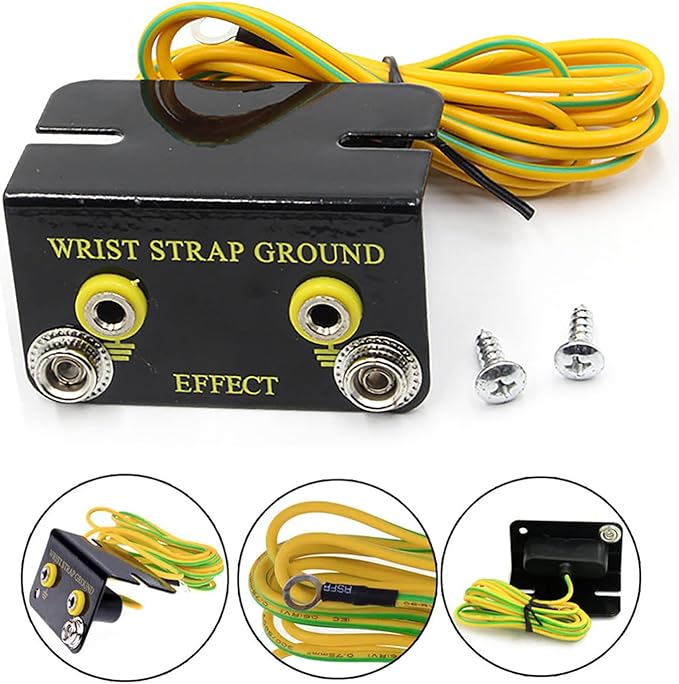ESD Wrist Strap Grounding Kit with 5.74ft Terminal Cable & Anti-Static Socket Connector - Durable Anodized Aluminum - Static Protection for Electronics (2-Port(4Pack))