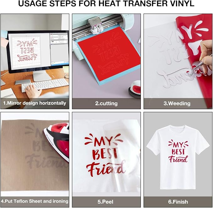 Dysania Red Heat Transfer Vinyl, 10 Pack 12 x 12in Red HTV Vinyl | Iron on Vinyl