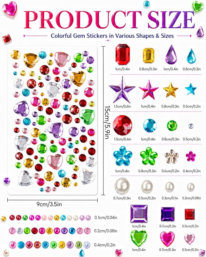 3062Pcs Gem Stickers-Self-Adhesive Face Jewelry Stickers, Acrylic Gems DIY