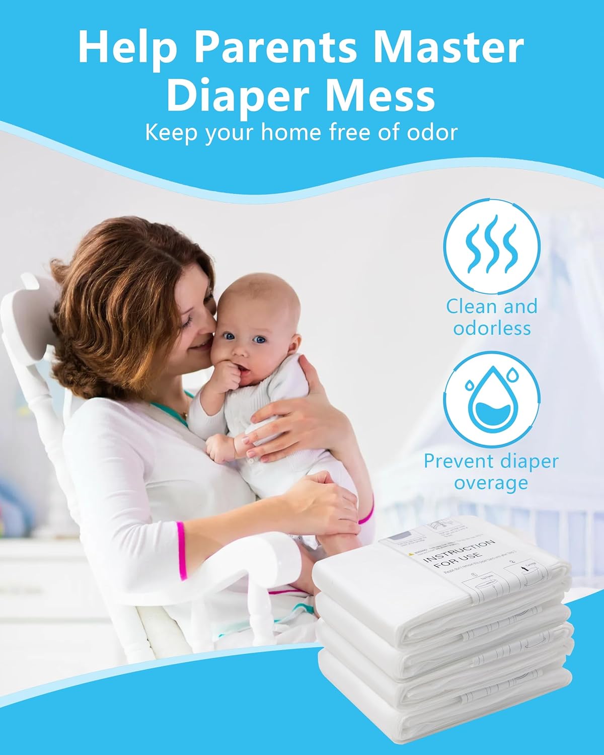 HIDALIFE Refills Compatible with Dekor Plus Diaper Pails, Disposable Diaper Trash Bags, Extra Thick Diaper Pail Refill Liners, Hold Up to 2320 Diapers (4 Pack)