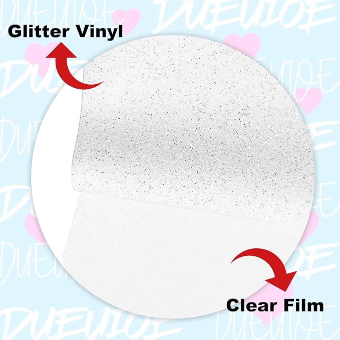 DUEUIOE White Glitter Heat Transfer Vinyl Roll