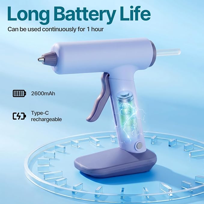 Cordless Hot Glue Gun Kit USB-C Rechargeable Magnetic Mount Base