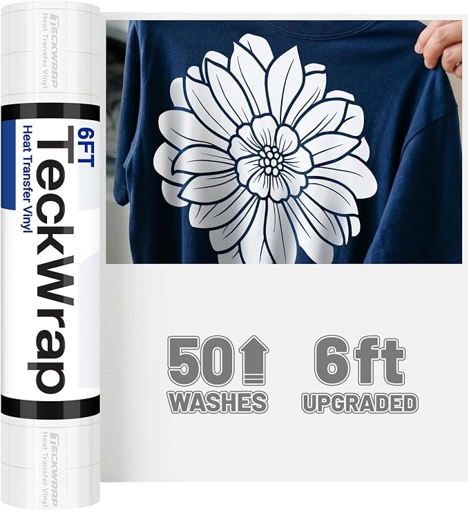 TECKWRAP Heat Transfer Vinyl for T-Shirts, 50+ Washes, REACH Certified & Dryer