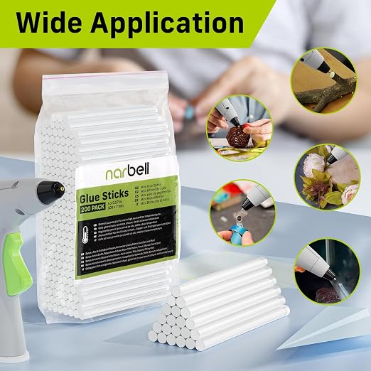 Narbell Mini Hot Glue Sticks, 0.27" Diameter and 4" Long Hot Melt Glue Sticks